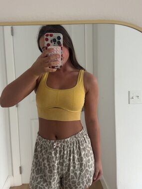 aerie Mustard Ribbed Scoop Crop Top